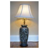Faux Painted Tapestry Design Table Lamp - Works