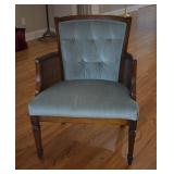 Vintage Cane-side Blue Valour Barrel Chair