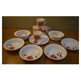 11 pcs. Wedgwood Corn Poppy Tea Cups, Bowls ++