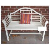 White-wash Metal Outdoor Bench