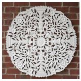 Carved Wood Wall Medallion Art - White Painted