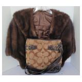Coach Purse & Shoulder Fur Wrap