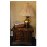 Side Table, Lamp & Basket