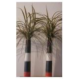 30" Stone Vases w/ Faux Plants