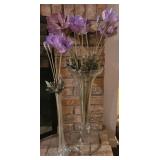 Vases w/ Purple Faux Flowers 30" tall