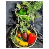Hanging Basket w/ Glass Fruit & Veggies