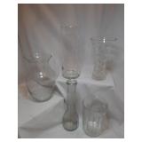 Various Clear Glass Vases