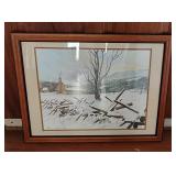 1982 Signed "Snow Days" Art Print Framed