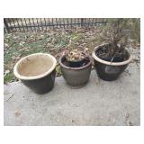 3 Large Stone Flower Pots