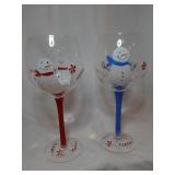 Snowmen Wine Glasses & Cheese Board Items