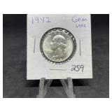 Washington Silver Quarters (Nice Condition): 1942
