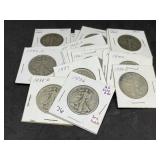 Lot of (20) different date Walking Liberty Half Do
