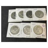 7 pcs Different Dates 40% Silver Kennedy Halves