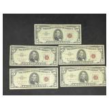 Lot of   (5)  Red Seal $5