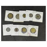 Lot of (9) different transit tokens
