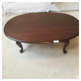 Oval Coffee Table, Queen Anne Legs, Mahogany