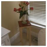 Tall Square Accent Table, Wood and Painted with Va