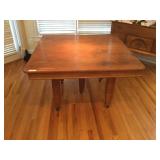 Antique Five Leg  Square Oak Table on Rollers