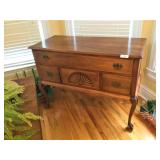 Four Drawer Antique Buffet Queen Anne Legs Ball&Cl