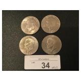 Four  Eisenhower Silver Dollar