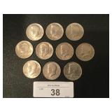 Ten Kennedy Half Dollars