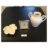 Pottery Barn Tabletop Clock & (2) Decorative Piece