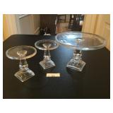 Vintage Matching Clear Glass Pedestal Stands