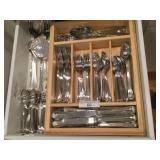 Gorham Silverware & Wood Tray