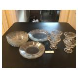 Service for 4 Clear Glass Plates, Bowls & Sherbet