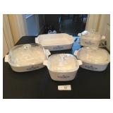 (5) Corning Ware Blue Cornflower Set