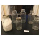 (6) Ball Clear Glass Jars & (1) #7