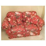 Coral/Pink Floral Love Seat - Like New Condition