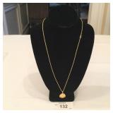 14K Chain 24in Necklace w/Gold Coin Pendant 1985