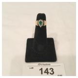 14K Diamond and Green Stone Ring