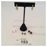 (4) Pair 14K Gold Earrings