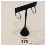 .925 Sterling Silver  Ring 1in Hoop Earrings