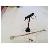 Sterling Silver Link Bracelet W/Toggle Clasp&Heart