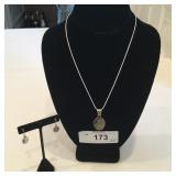 Sterling Silver Necklace & Slide Monogrammed "S"