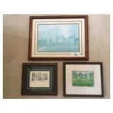 (3) Framed Prints of Historical Homes