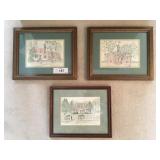 (3) Framed Prints of Historical Homes
