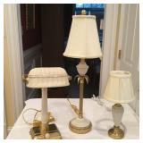 (3) Lenox Ivory W/Gold Trim Lamps