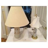 Table Lamps White W/GoldTrim