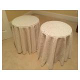 (2) Round Accent Tables W/Covers & Glass Top