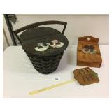 Country Picnic Basket, Sewing Box & Fly Swatter