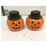 Pair of Clay Jack-O-Lanterns