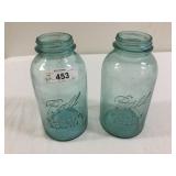 (2) Blue Ball Half Gallon #11 & 7 (1923-1933)