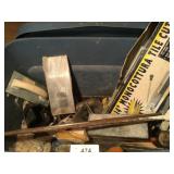 Assorted Concrete Tools in Large Plastic Tote