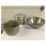 Aluminue Pans - Cooker/Steamer, 15inD Bowl & Pot