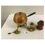 MC Copper Fondue Pot & Candlesticks