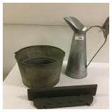 Galvanized Tub & 18inTall Pitcher & Wood Shelf